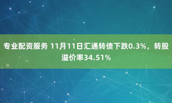专业配资服务 11月11日汇通转债下跌0.3%，转股溢价率34.51%